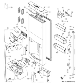 Dispenser Door Diagram and Parts List for PFE28RSHDSS  General Electric Refrigerator