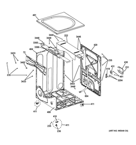 Cabinet Diagram and Parts List for GFDN110ED3WW  General Electric Dryer