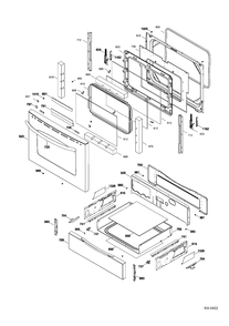 DOOR & DRAWER Diagram and Parts List for JCSP41SV3SS  General Electric Range