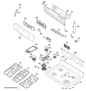 CONTROL PANEL & COOKTOP Diagram and Parts List for PGB940SEH1SS  General Electric Range