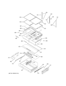 Fresh Food Shelves Diagram and Parts List for GFE28HSKDSS  General Electric Refrigerator