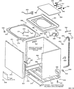 CABINET Diagram and Parts List for ZPSQ3120TAWW  General Electric Washer
