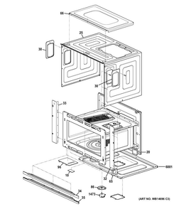 Oven Cavity Parts Diagram and Parts List for ZSC1201J1SS  General Electric Microwave