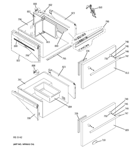 DOORS & CONTROLS Diagram and Parts List for ZIDS240PBASS  General Electric Refrigerator