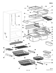 CABINET Diagram and Parts List for TCC18ZAADWW  General Electric Refrigerator