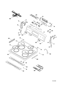 CONTROL PANEL & COOKTOP Diagram and Parts List for JCBP63WK5WW  General Electric Range