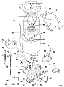 MOTOR / TUB Diagram and Parts List for 52750-4  General Electric Washer