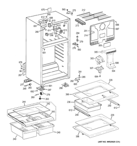 CABINET Diagram and Parts List for HTH18EBDERWW  General Electric Refrigerator