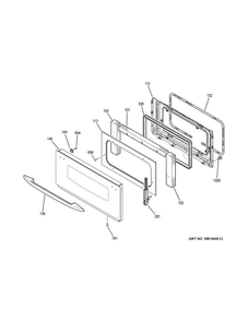 Door Diagram and Parts List for PT925DN4BB  General Electric Wall Oven