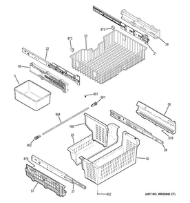 Freezer Shelves Diagram and Parts List for PGSS5RKZJSS  General Electric Refrigerator