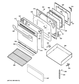 Door & Drawer Parts Diagram and Parts List for RB780DH1BB  Hotpoint Range