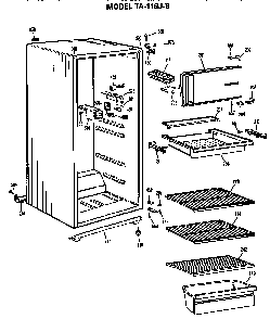 Cabinet Parts Diagram and Parts List for TA11SJB  General Electric Refrigerator