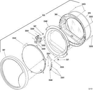 DOOR PARTS Diagram and Parts List for GFMN100GL0WW  General Electric Dryer