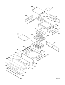 DRAWER Diagram and Parts List for PCS968DR1WW  General Electric Range