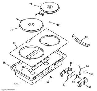 COOKTOP GROUP Diagram and Parts List for JXDS430R1BLC  General Electric Range