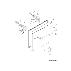 Freezer Door Diagram and Parts List for GDE21EGKXRWW  General Electric Refrigerator