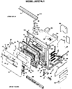 Lower Oven Diagram and Parts List for JKP27J1  General Electric Wall Oven