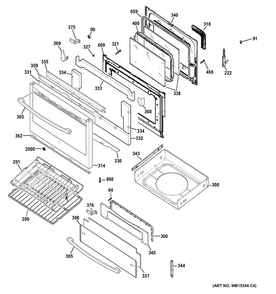 Door & Drawer Parts Diagram and Parts List for P2B940SEH1SS  General Electric Range