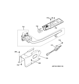 Gas Valve & Burner Assembly Diagram and Parts List for GTD18GSSJ0WW  General Electric Dryer