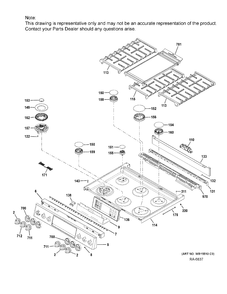 CONTROL PANEL & COOKTOP Diagram and Parts List for CCGS995EEL1DS  General Electric Range