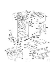 CABINET  & SHELVING Diagram and Parts List for 38451HBRERWW  General Electric Refrigerator