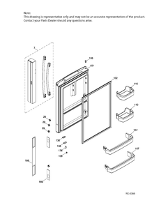 FF DOOR LEFT Diagram and Parts List for GBE21AGKAKBB  General Electric Refrigerator
