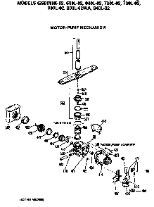 Motor/pump Diagram and Parts List for GSD940L-02BA  General Electric Dishwasher