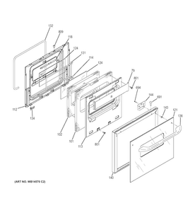 Door Diagram and Parts List for JGRP20SEN2SS  General Electric Wall Oven