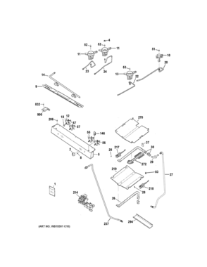 GAS BURNER PARTS Diagram and Parts List for JGB635DEK2CC  General Electric Range