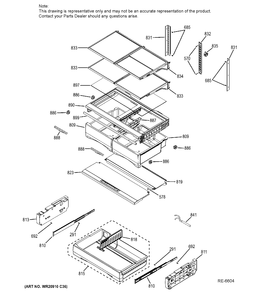 FRESH FOOD SHELVES Diagram and Parts List for PYE22PSHISS  General Electric Refrigerator
