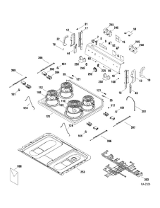 CONTROLS & COOKTOP Diagram and Parts List for MCBS522K2WW  General Electric Range