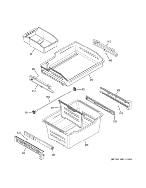 FREEZER SHELVES Diagram and Parts List for GNE21FMKFFES  General Electric Refrigerator