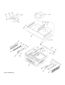 Freezer Shelves Diagram and Parts List for CWE23SSHISS  General Electric Refrigerator