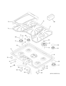 Control Panel & Cooktop Diagram and Parts List for CGP350SET3SS  General Electric Cooktop