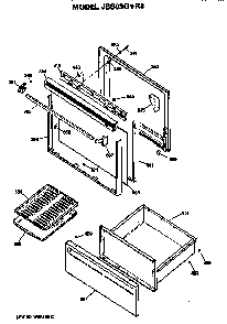 Door/utility Drawer Diagram and Parts List for JBS03G*R33  General Electric Range
