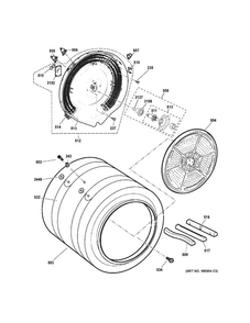 Drum Diagram and Parts List for PFDS450EL3WW  General Electric Dryer