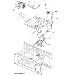 Interior Parts Diagram and Parts List for JVM3150SF1SS  General Electric Microwave