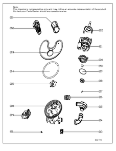 SUMP & MOTOR MECHANISM Diagram and Parts List for GDF610SSK0SS  General Electric Dishwasher