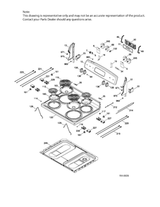 CONTROL PANEL & COOKTOP Diagram and Parts List for JCBS280DT3WW  General Electric Range