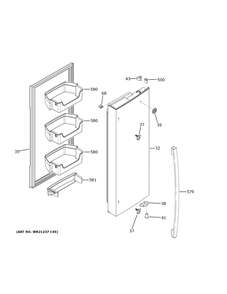 Fresh Food Door - Rh Diagram and Parts List for GNE21FYKGFFS  General Electric Refrigerator