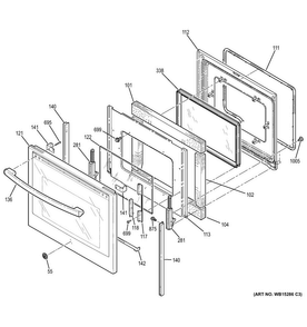 Door Diagram and Parts List for PHS920SF2SS  General Electric Range