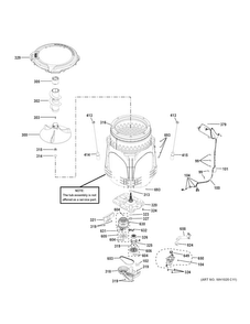 Tub & Motor Diagram and Parts List for GTW485ASJ1WS  General Electric Washer