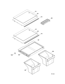 FF SHELVES Diagram and Parts List for GTRC0HBZALBB  General Electric Refrigerator
