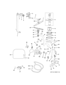 Motor-pump Mechanism Diagram and Parts List for PDW1800N02BB  General Electric Dishwasher