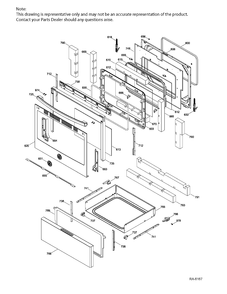 DOOR & DRAWER PARTS Diagram and Parts List for JCB840SK1SS  General Electric Range