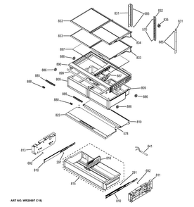 Fresh Food Shelves Diagram and Parts List for CWE23SSHESS  General Electric Refrigerator