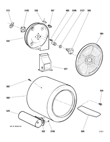 DRUM & HEATER Diagram and Parts List for UPSR405GB1WW  General Electric Dryer