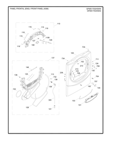 Front Panel Asm Diagram and Parts List for GMR02BANACW  General Electric Dryer