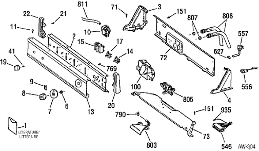 CONTROL GROUP Diagram and Parts List for HNSR3140A0WW  General Electric Washer