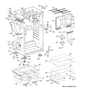 CABINET Diagram and Parts List for GTH18GCDHRCC  General Electric Refrigerator